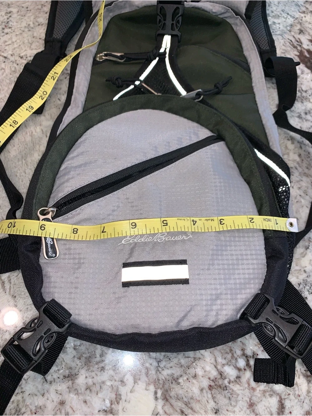 Eddie Bauer backpack small to medium green gray and black excellent condition